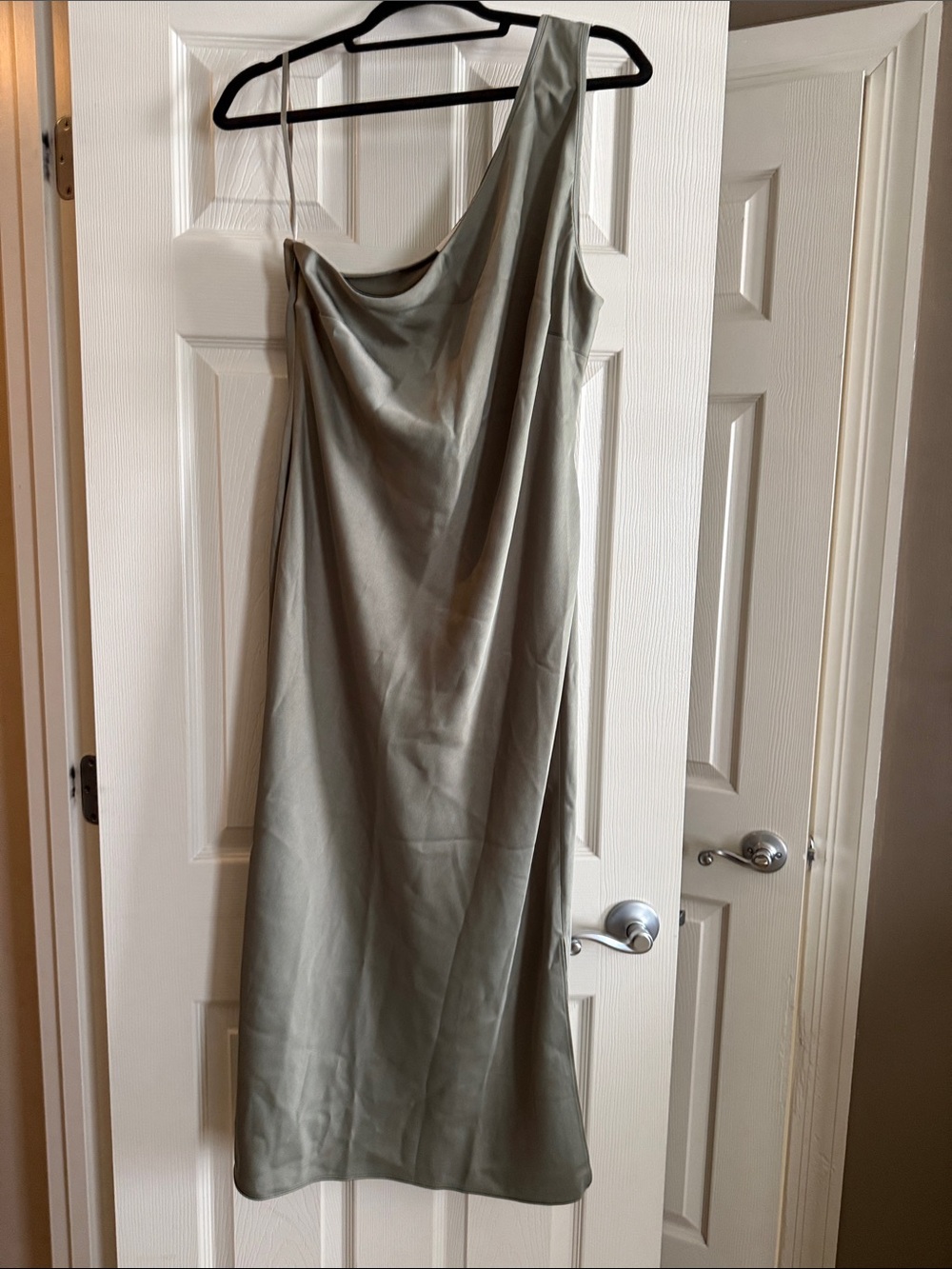 BHLDN moss audrie one shoulder satin new nwt dress - Picture 3 of 5